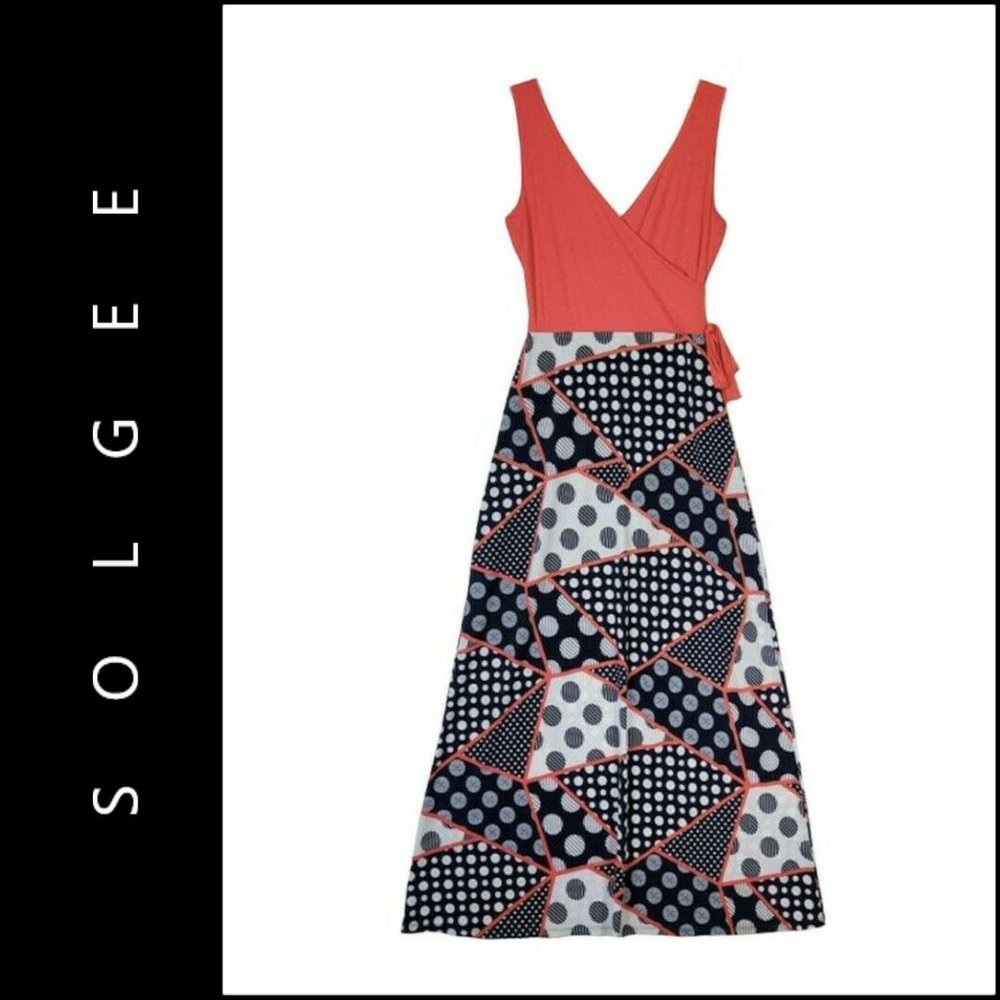 Solgee Women Sleeveless Maxi Long Dress stretch Dress Size Medium